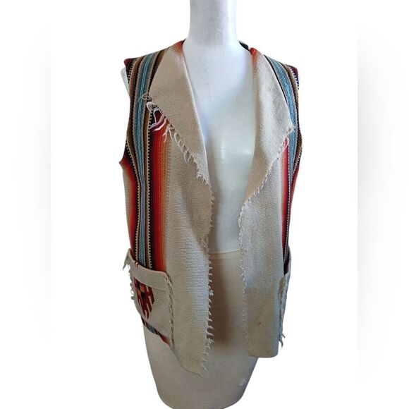 Authentic Chimayo  Hand Woven Publeo Indian Vest Vintage From 1940s - Picture 6 of 11